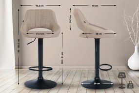 Banco de bar Milet em tecido e com estrutura preta 46,5 x 85-105,5 x 48 cm Castanho acinzentado