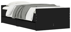 Estrutura cama de solteiro pequena c/ gavetas 75x190 cm preto