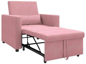 Sofá-Cama Conversível Rosa Veludo 3 em 1
