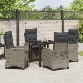 Conjunto de Jantar de Jardim - 5 Peças com Almofadas em Vime Sintético