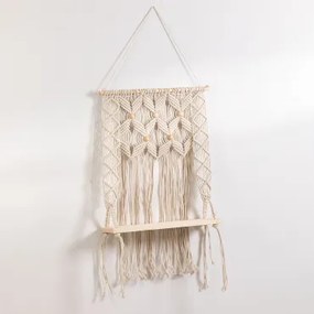 Tapeçaria Com Prateleira De Parede Em Algodão E Madeira De Pinho Elizama C - Sklum