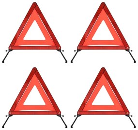 Triângulo sinalização emergência 4pcs 56,5x36,5x44,5cm vermelho