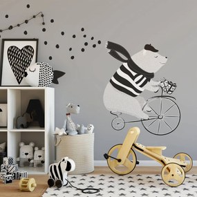 Autocolante para quarto de criança - Urso numa bicicleta