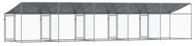 Jaula para cão com telhado/portas 10x2x2m aço galvanizado cinza