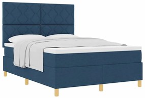 Cama Box com Colchão Azul 140x200 cm Tecido