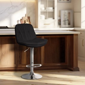Banco de bar em tecido com estrutura prateada 92-113 x 46 x 54 cm preto