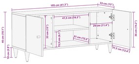 Móvel de TV 105x33x46 cm madeira de mangueira maciça