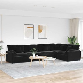 vidaXL Sofá modular com almofadas veludo preto