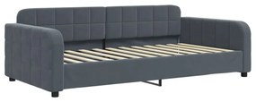 Sofá-cama com colchão 90x200 cm veludo cinzento-escuro