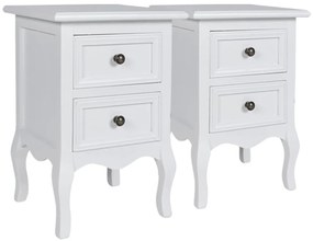 Mesas-de-cabeceira com 2 gavetas 4 pcs MDF branco