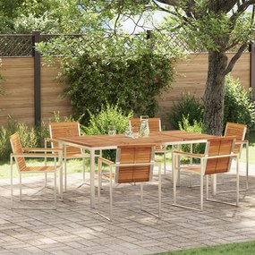 Conjunto de Jantar de Jardim 7 Peças vidaXL Madeira Acácia Maciça