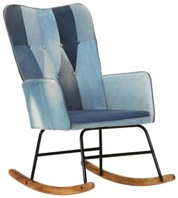 Cadeira de baloiço remendos lona azul denim