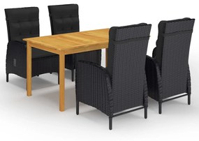 vidaXL 5 pcs conjunto de jantar para jardim preto