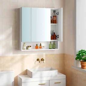 Armário de casa de banho parede com 3 portas 16,5 x 70 x 75 cm branco