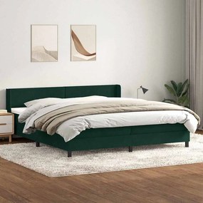 vidaXL Cama com molas colchão 200x210 cm veludo verde-escuro