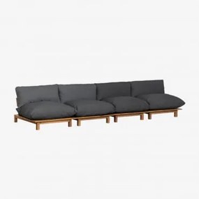 Sofá Modular Reclinável De Jardim De 4 Peças Em Madeira De Acácia Brina Cinza Grafito - Sklum