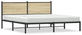 Estrutura de cama com cabeceira 180x200cm metal carvalho sonoma