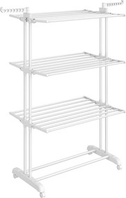 Estendal roupa com 4 níveis e Rodas 63,5 x 128 x 173 cm branco nuvem