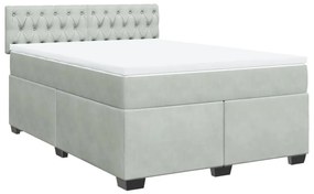 Cama com molas/colchão 160x200 cm veludo cinzento-claro