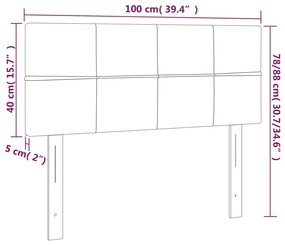 Cabeceira de cama c/luzes LED tecido 100x5x78/88 cm cinza-claro