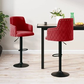 vidaXL Bancos de bar 2 pcs veludo vermelho tinto