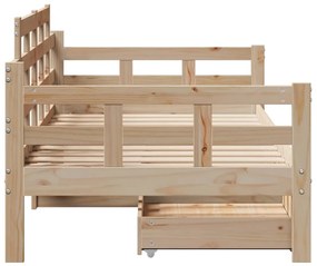 Sofá-cama com gavetas 90x190 cm madeira de pinho maciça