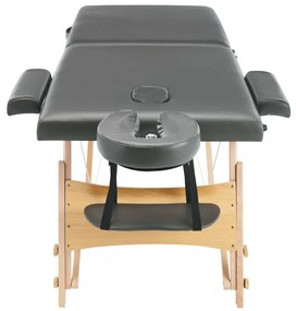 Mesa massagens c/ 2 zonas estrutura madeira 186x68 cm antracite