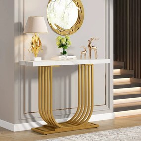 Consola de Entrada com Tampo em Mármore Faux – Setúbal – 100x30x80 cm