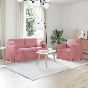 vidaXL Sofá 2 pcs Rosa 158 x 78 x 80 cm Veludo