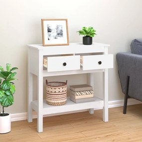 Mesa consola 75x35x75 cm pinho maciço branco
