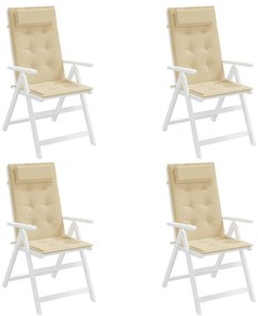 Almofadões p/ cadeira encosto alto 4 pcs tecido oxford bege