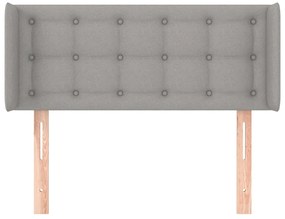 Cabeceira de cama c/ abas tecido 93x16x78/88 cm cinzento-claro