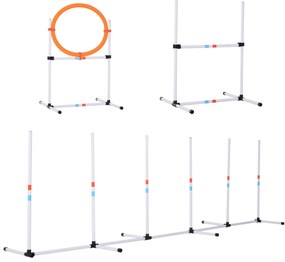 PawHut Conjunto de treino de agilidade para cães com bolsa de transporte incluída 74,5x66x91 cm Branco e laranja