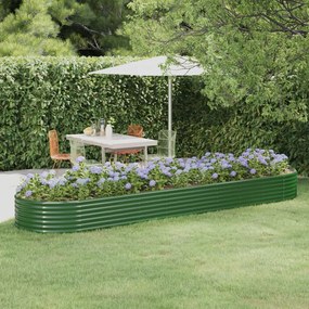 vidaXL Canteiro elevado jardim 396x100x36 cm aço galvanizado verde