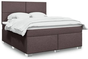 vidaXL Cama com molas/colchão 180x200 cm tecido castanho-escuro