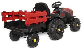 Trator elétrico infantil Super Load com reboque vermelho 12V