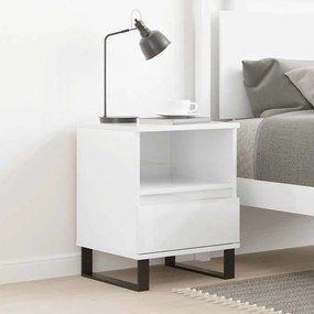 Mesa de cabeceira 40x35x50cm derivados madeira branco brilhante