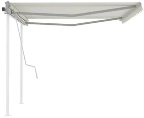 Toldo retrátil manual com postes 4x3 m cor creme