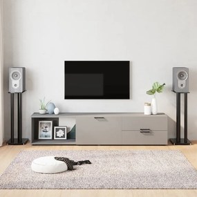 vidaXL Suportes p/ colunas 2pcs vidro temperado design 3 pilares preto