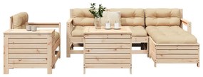vidaXL 7 pcs conjunto de sofás para jardim madeira de pinho maciça