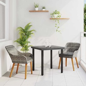 vidaXL Conjunto de Jantar de Jardim de 3 Peças em Vime Cinza