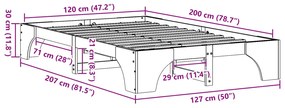 Estrutura de Cama Castanho Encerado Madeira Sólida 120 x 200 cm