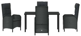 Conjunto de Jantar para Jardim 5 Peças em Preto com Rattan Sintético