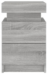 Mesas cabeceira c/ luzes LED 2 pcs 35x39x55 cm cinza sonoma