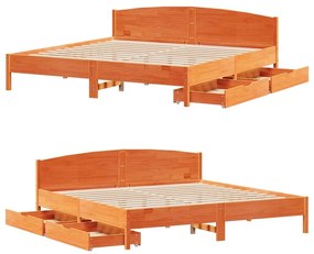 Cama sem colchão 200x200 cm pinho maciço castanho-mel