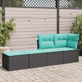 2 pcs conjunto sofás jardim c/ almofadões vime PE/acácia preto