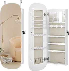 Armário de parede porta jõias com superfície espelho em branco