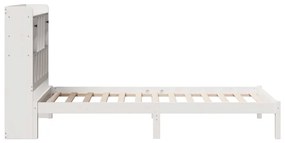 Cama com estante sem colchão 90x190 cm pinho maciço branco