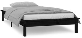 Estrutura de cama c/ LED solteiro 90x190cm madeira maciça preto