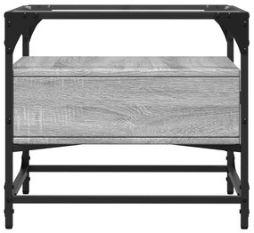 Mesa de centro c/ topo de vidro 50x50x45 cm cinza sonoma aço